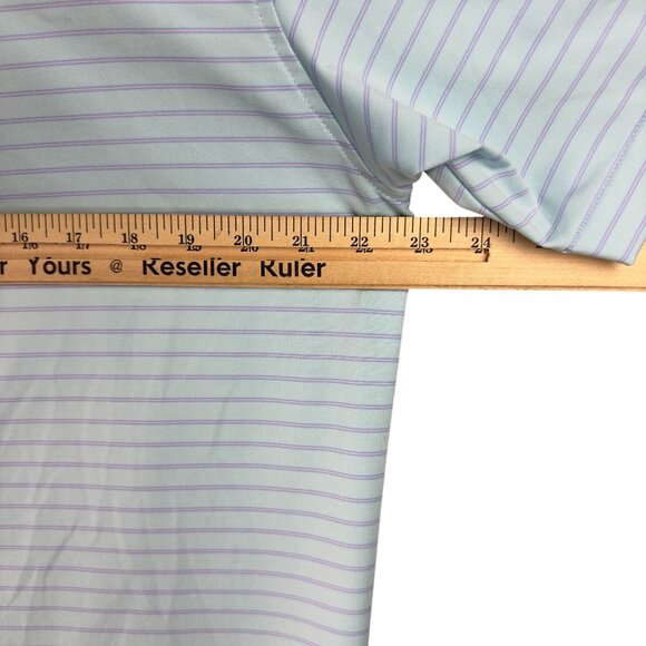 Peter Millar Summer Comfort Polo Shirt Men L Light Blue Striped Adcock Fin.Group - Picture 6 of 9